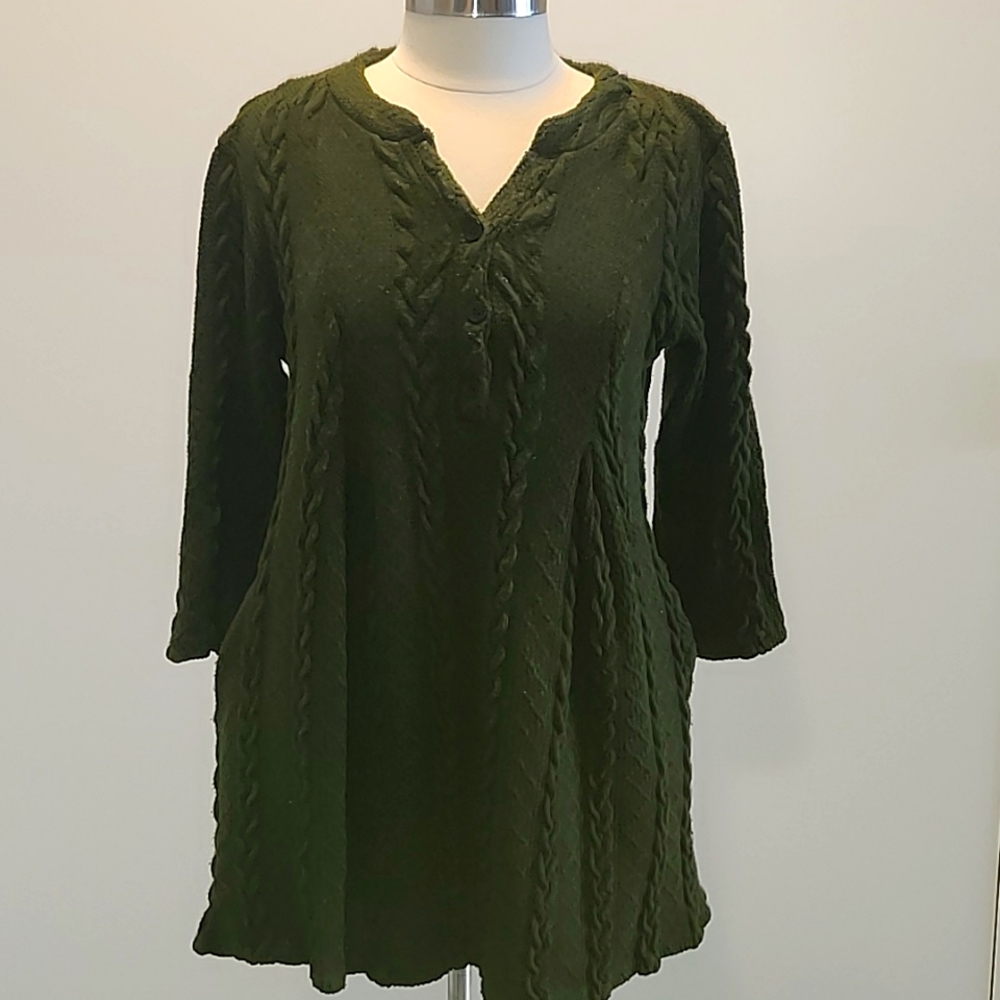 Emerald Green Cable Knit Sweater